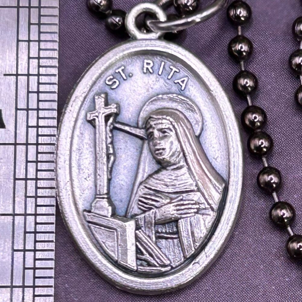 Saint St Rita Italy Religious Medal Steel Chain Charm Necklace
